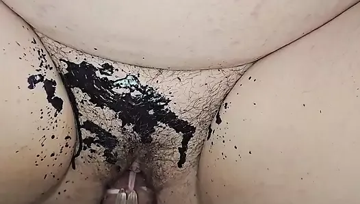 Big ass submissive slut DP fucked and bukkake covered in cum in wax play BDSM COCK 30cm