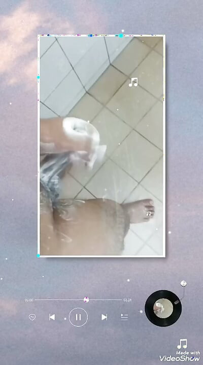 Shower enjoying penis masturbating