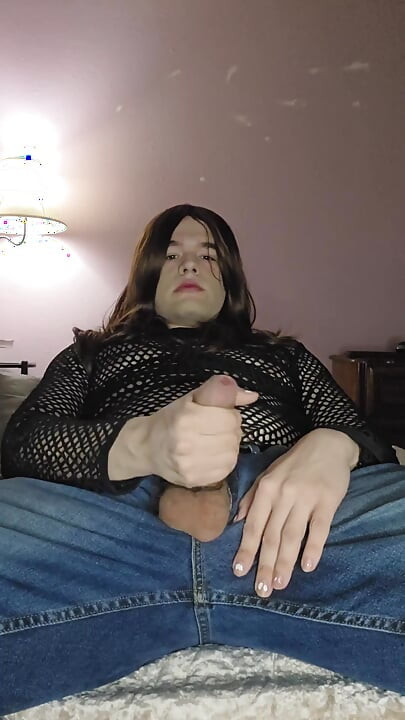 Enby plays with their uncut cock