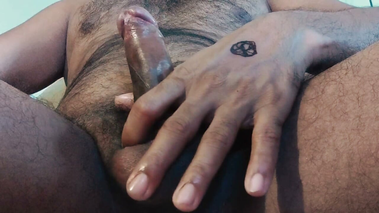 Wet the cock with masturbation by hand