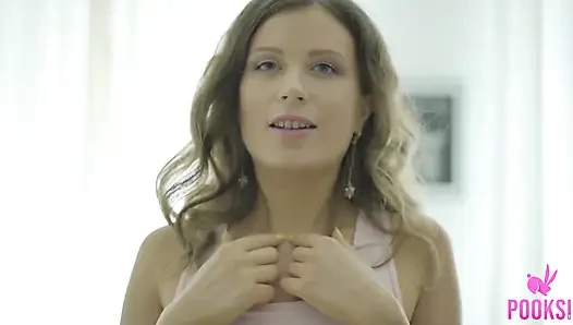 Flat chested teen Mila fingers her young twat until she cums