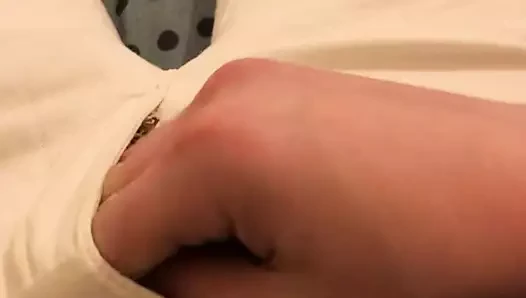 Wanking in white jeans