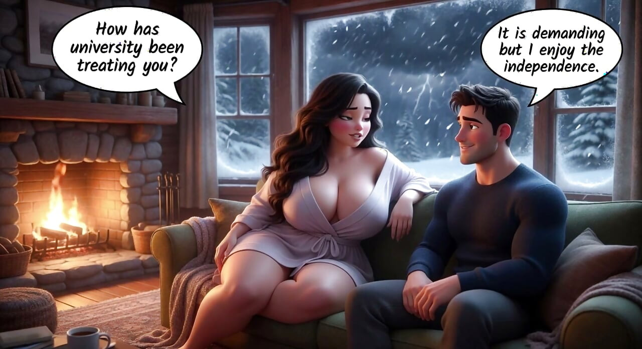 Kevin finds passion with his stepmother during a long winter absence (AI generated)