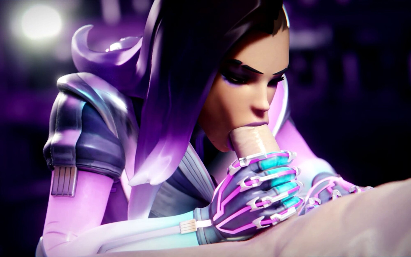 Sombra From Overwatch - Sloppy Blowjob, Doggystyle Big Ass in Oil and Titfuck Cumshot 3D Animation