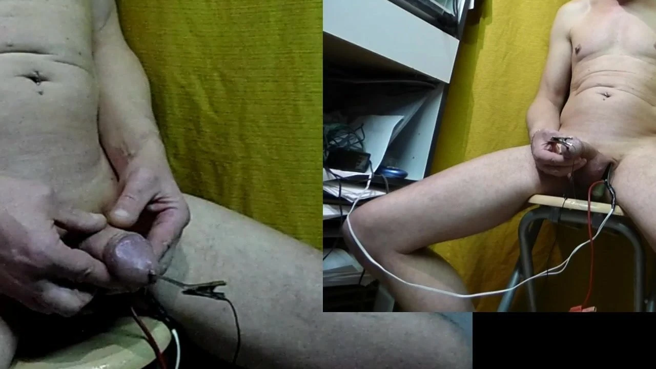 Estim Ball анальная пробка, простата + ложка внутри члена, сперма в эяке