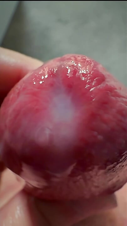 Macro Cum Shot. Ultra Close-up Ejaculation