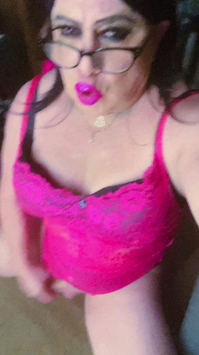 Krissy Sweets 🍭 stroking her she cock in pink lingerie shooting hot cum all over her pretty little feet | Clip 1