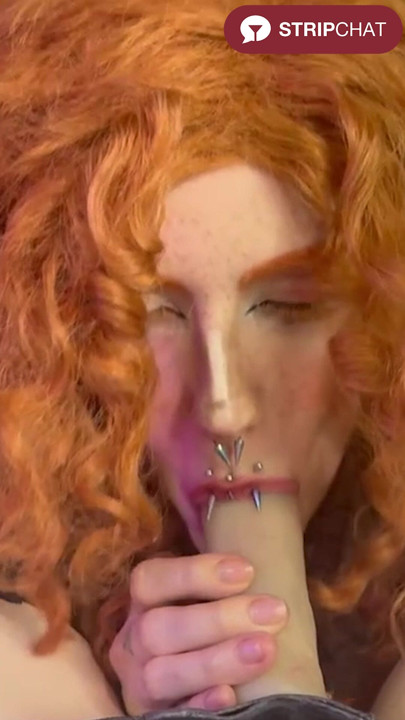 Lesbian POV BLOWJOB DEEPTHROAT Redhead Piercing Emo Girl - DualHornyFire