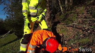 two workers play in High-Viz gear