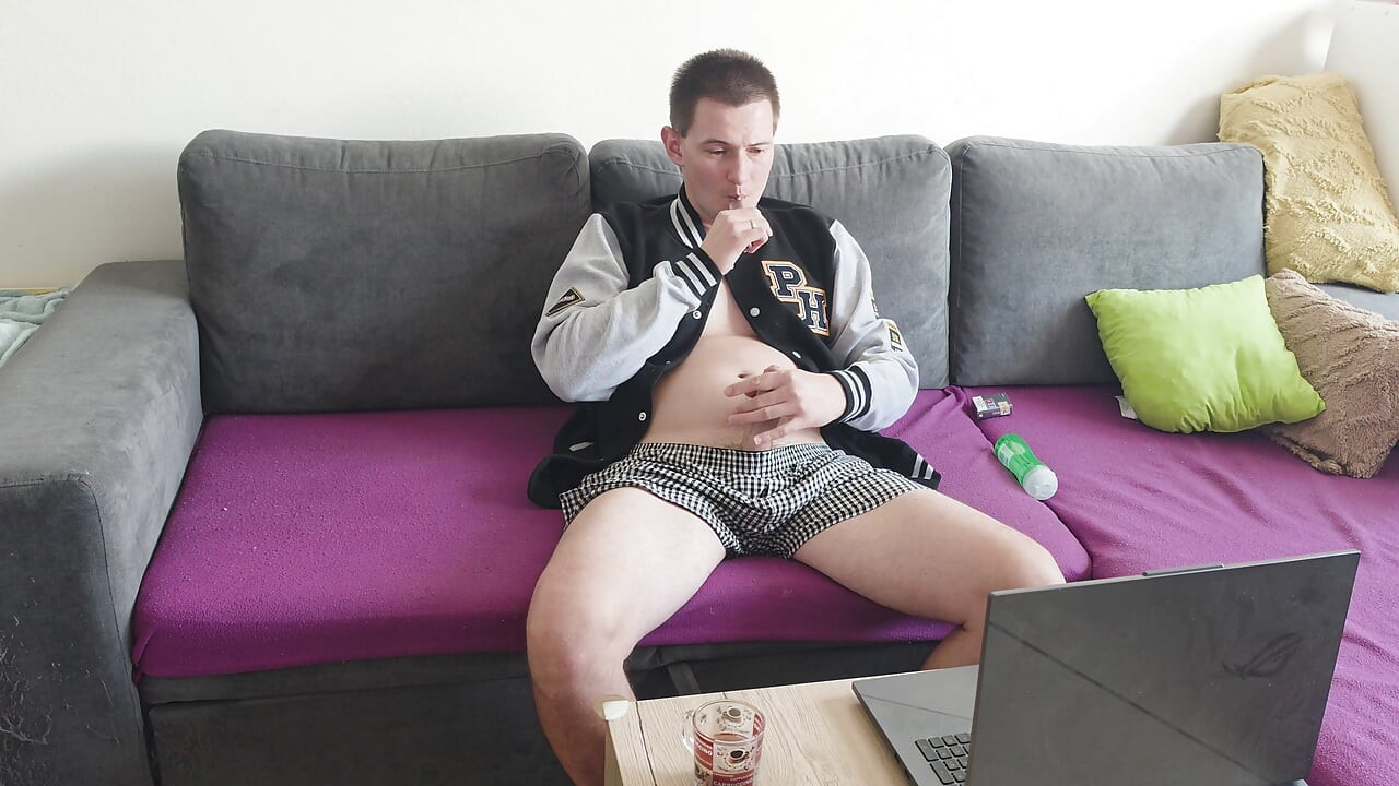 Watching Porn and Losing Control in My Favorite Pornhub Sweatshirt - Masturbation Ends with Intense Moaning Orgasm