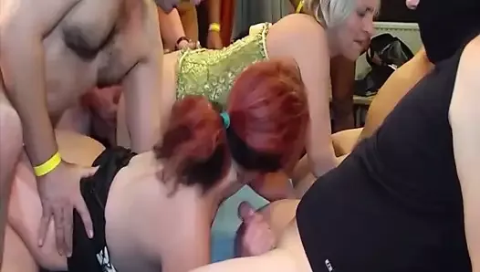 german chicks in wild gangbang party