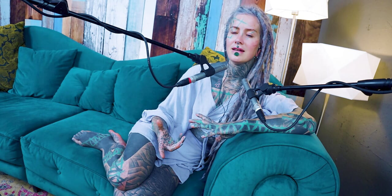 I talk about U - uncomfortable - ASMR podcast SFW talking goth skinny girl dreadlocks tattoo model inked girl