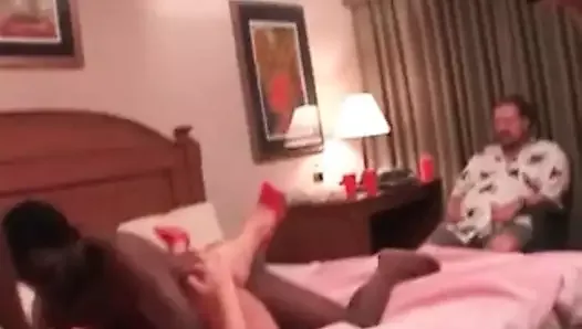 Cuckold wife fucked and her sissy husband watching