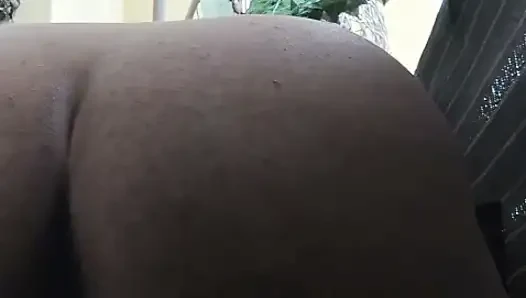 Naked on the balcony among people on the neighbors