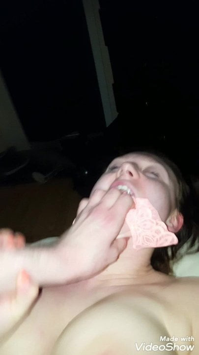 Stuffed dirty panties in mouth and creampied young cunt