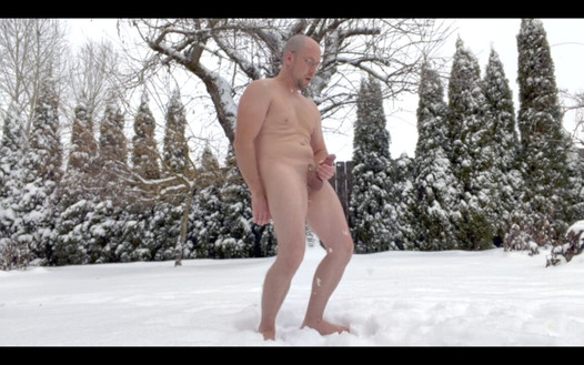 Snow day jerk off outdoors