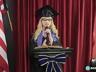 Teen Aubrey Gold Is Naked Under Her Cap and Gown