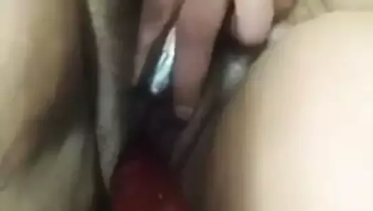 Playing with her pussy in the car