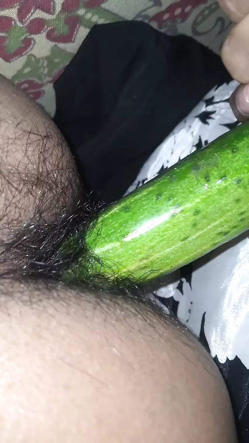 Fucking my sexy tight ass from cucumber