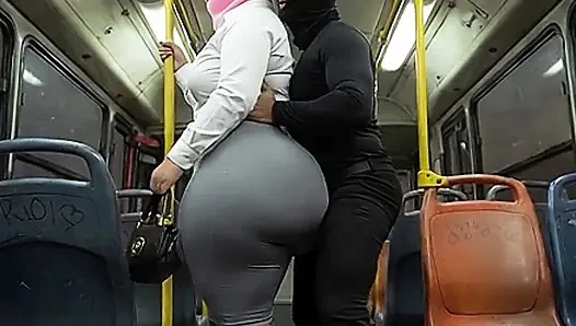 "Masked Secretary BBW Gets Ass Pressed on Crowded Public Bus"