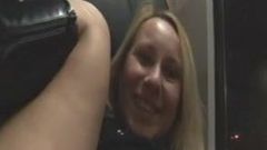 Cute Blonde playing on the train