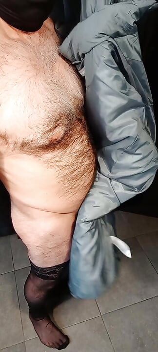 Fucking the lining of her sweet puffercoat
