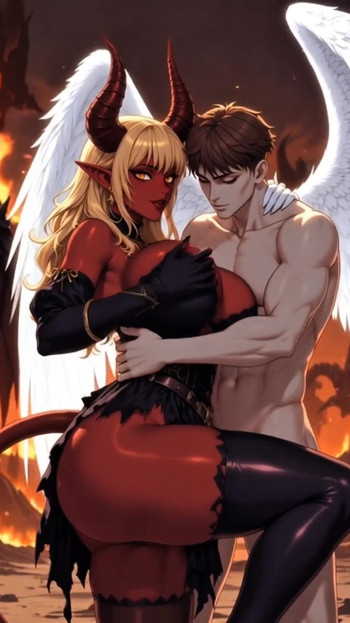 "Полеглий ангел перетворюється на масивну товстушку succubus demoness хентай | Кліп 1