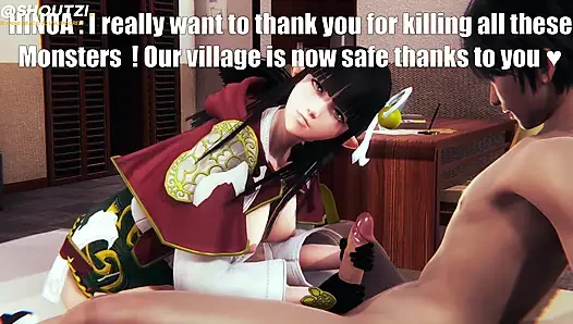 Monster Hunter Rise'dan Hinoa, köyünü kurtardıktan sonra seninle ilgileniyor! Rahatla ve bırak yapsın!