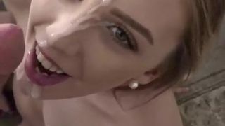gorgeous babe gets a cumshot on her face