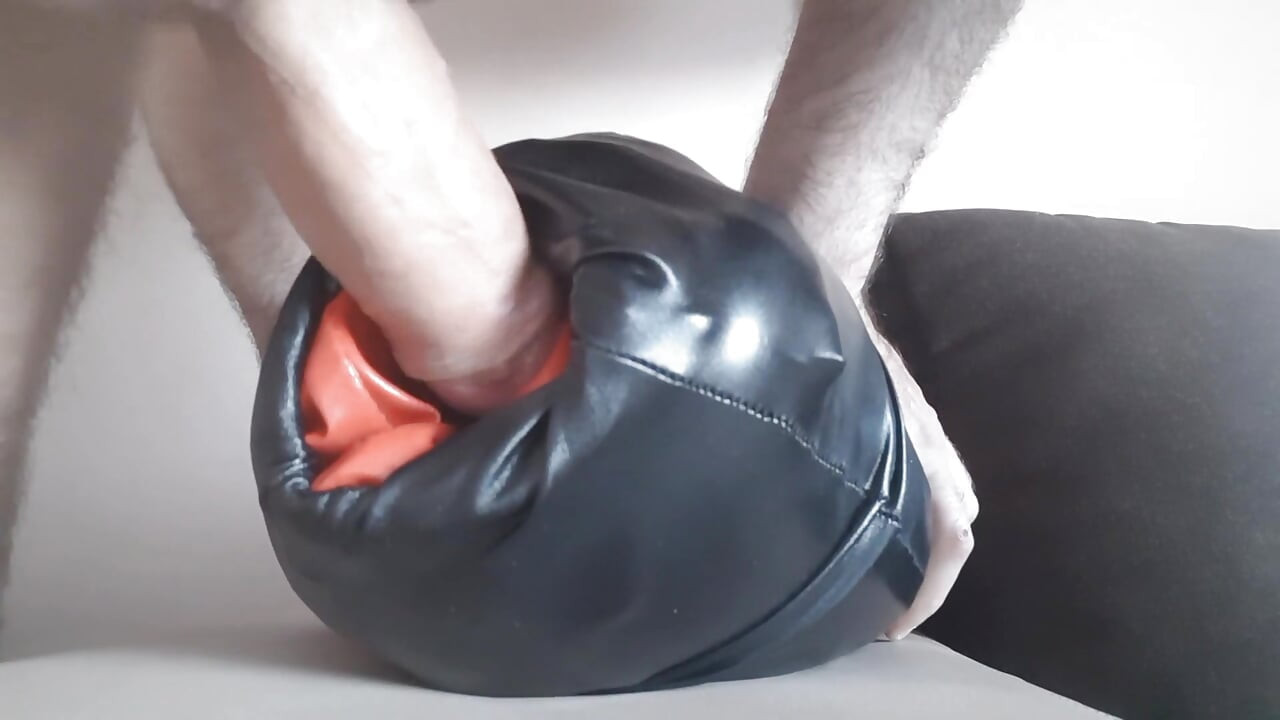 Leather pants stuffed with a leather pillow