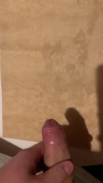 Spraying my cum over baking paper