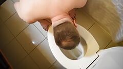 Gay Humiliation sub Licks The Toilet In A Hotel Room