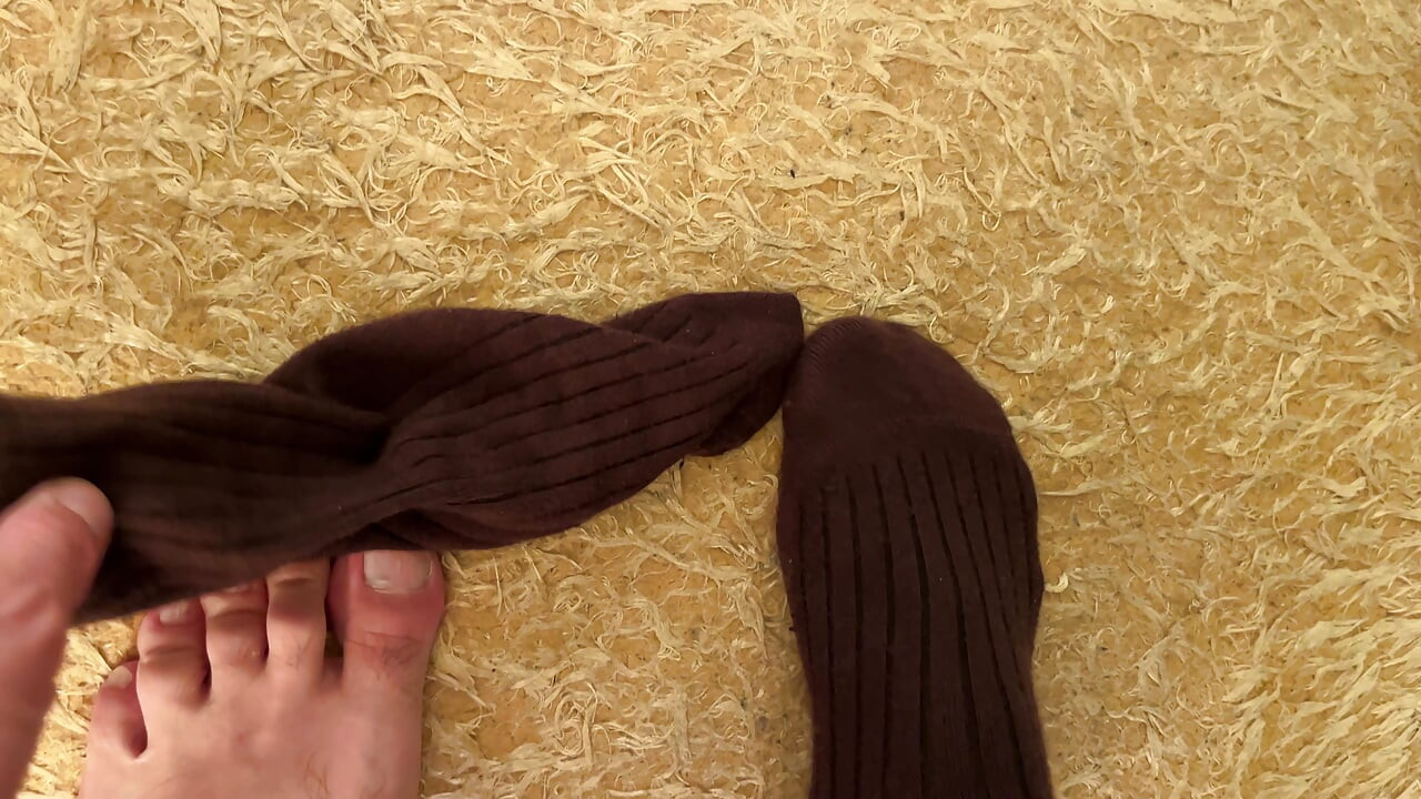 Earl Smile Dark Brown Ribbed Socks Fetish - Bedroom Solo