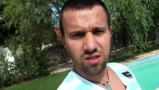 Outdoor Blonde DP Poolside Passion