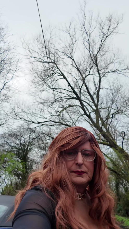 Sexy Crossdresser kellycd2022 in black pantyhose and boots out for an afternoon drive | Clip 1