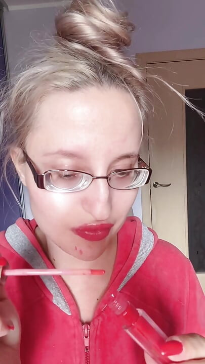 Asmr Mâncând banană ruj roz - Fetiș de buze Alimente Fetiș ruj ruj ochelari
