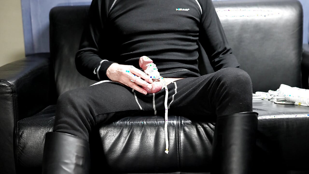 Daddy Plays with His Leather Police Boots on His Mushroomhead Dick