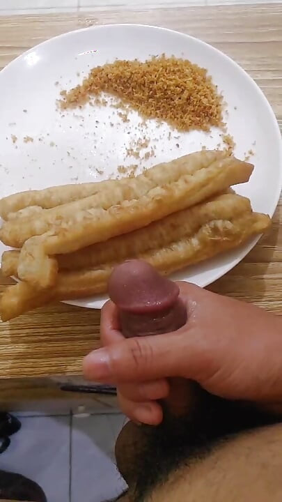 Eating mayonnaise flavored bread with a big dick