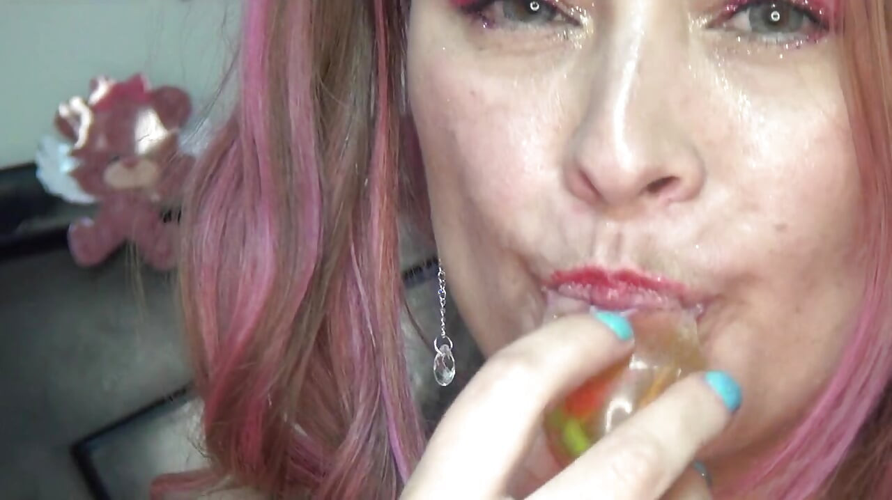 Swallowing Completely and Playing with Hooks Inside a Condom