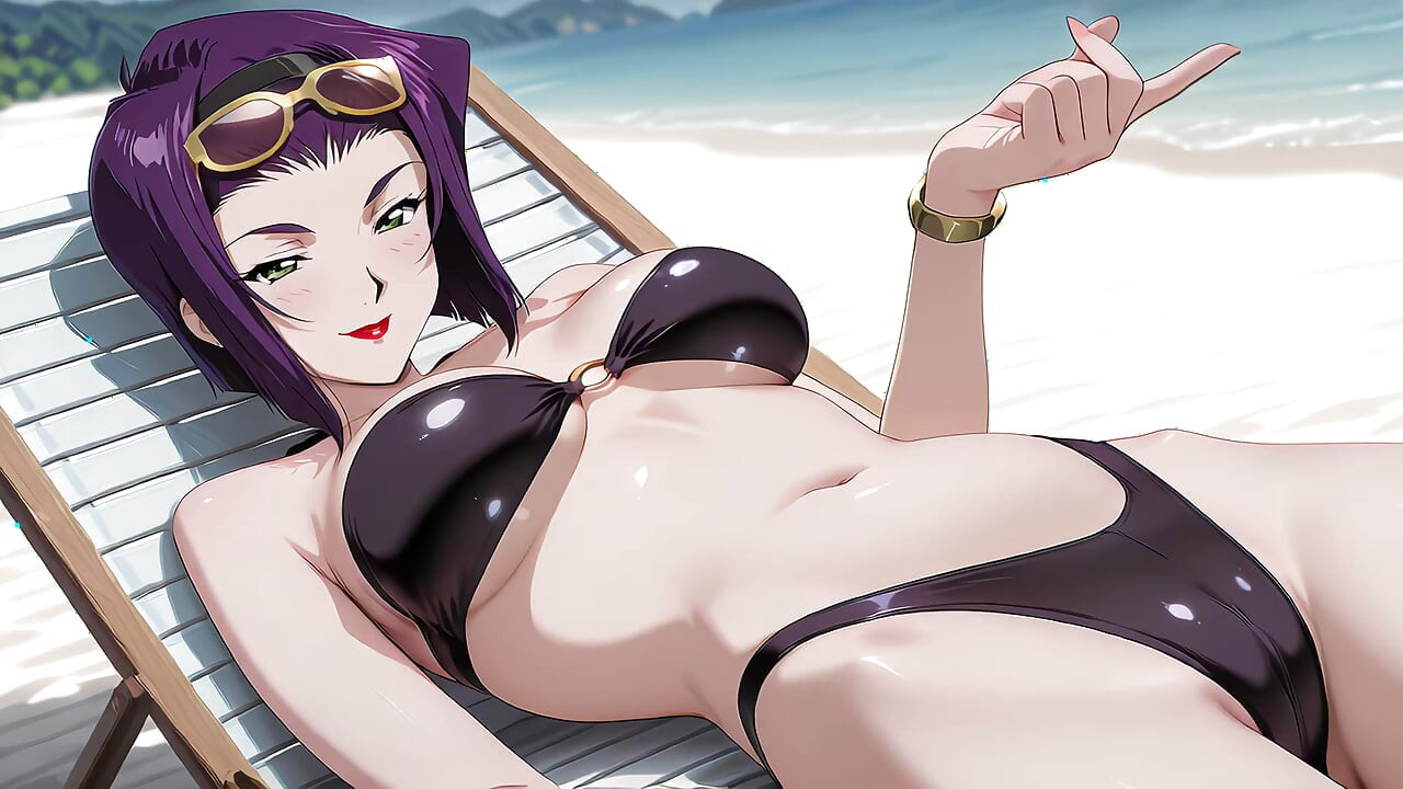 Faye Valentine Sunbathing Turns Into Beach Sex. Faye Valentine Hentai Cosplay