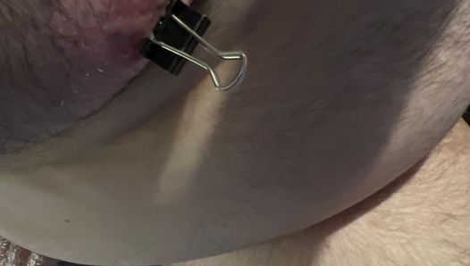 Nipple clamps removed after thirty minutes and more clamps added