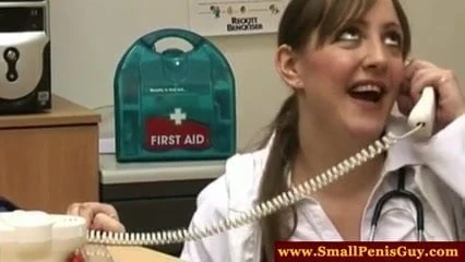 Femdom nurses examining his small cock
