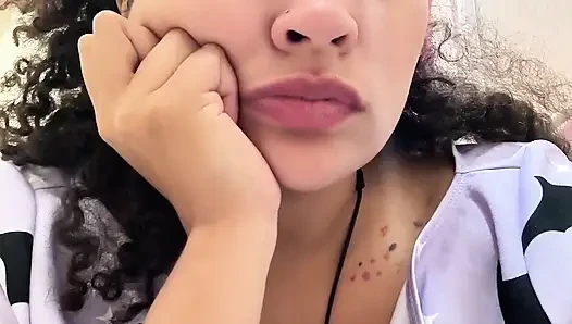 Gassy Milk-intolerant Girl on the Toilet and Farting