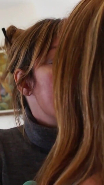 Spectacular moment from "Lesbian and her teacher with big natural tits strip their"