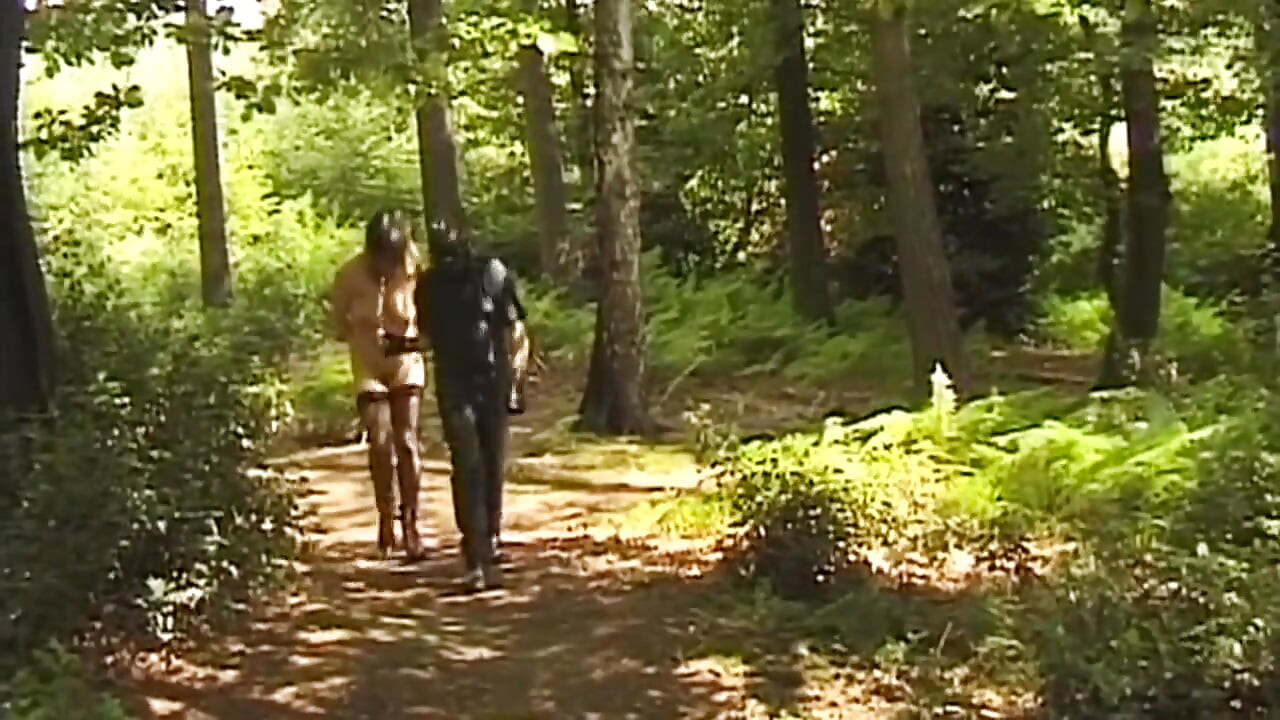 Masked Man Binds Mature MILF for Outdoor Dildo Play