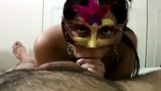 Masked latina sextape, blowjob, titjob, fuck - Homemade