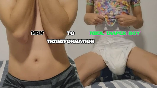 Transformation de l'homme à ABDL Diaper Boy