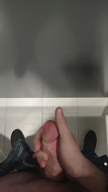 Public bathroom cumshot