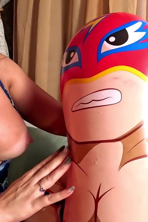 Inflatable Wrestler Cum Play. Dirty Talk, Doggy and Cum Licking