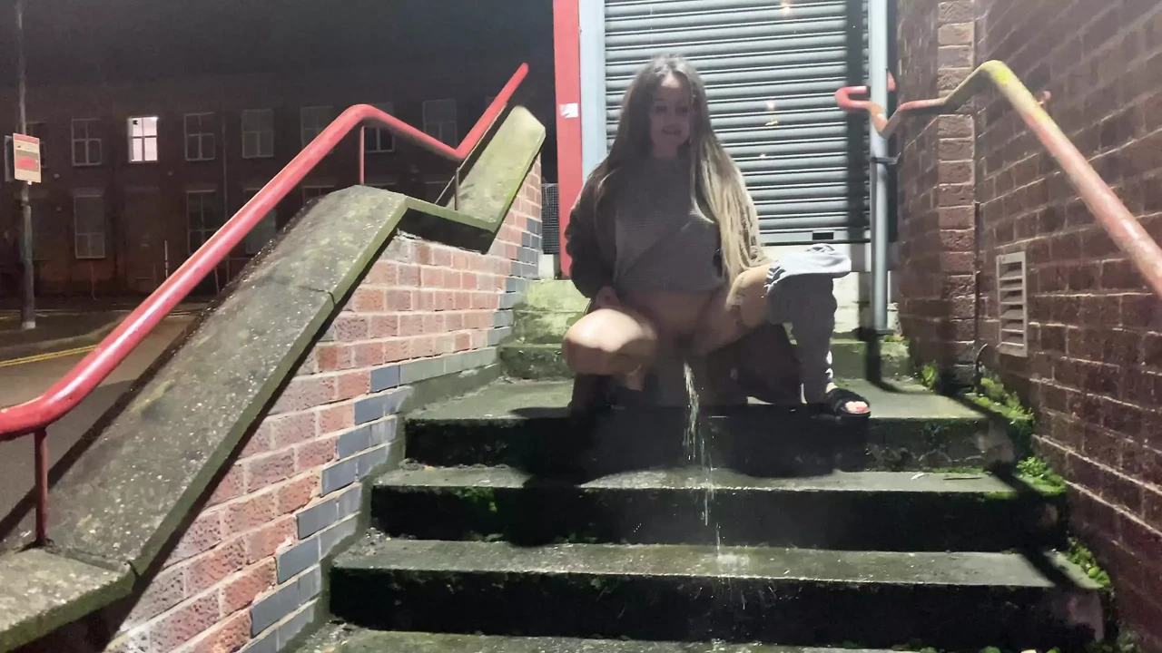 Pissing publicly down the stairs